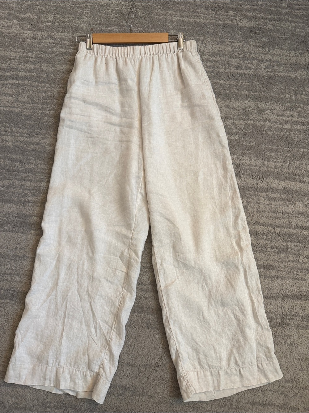 H&M Cream Linen Wide-Leg Pants
